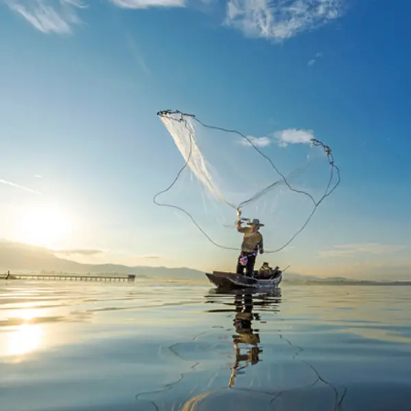 man casting a net